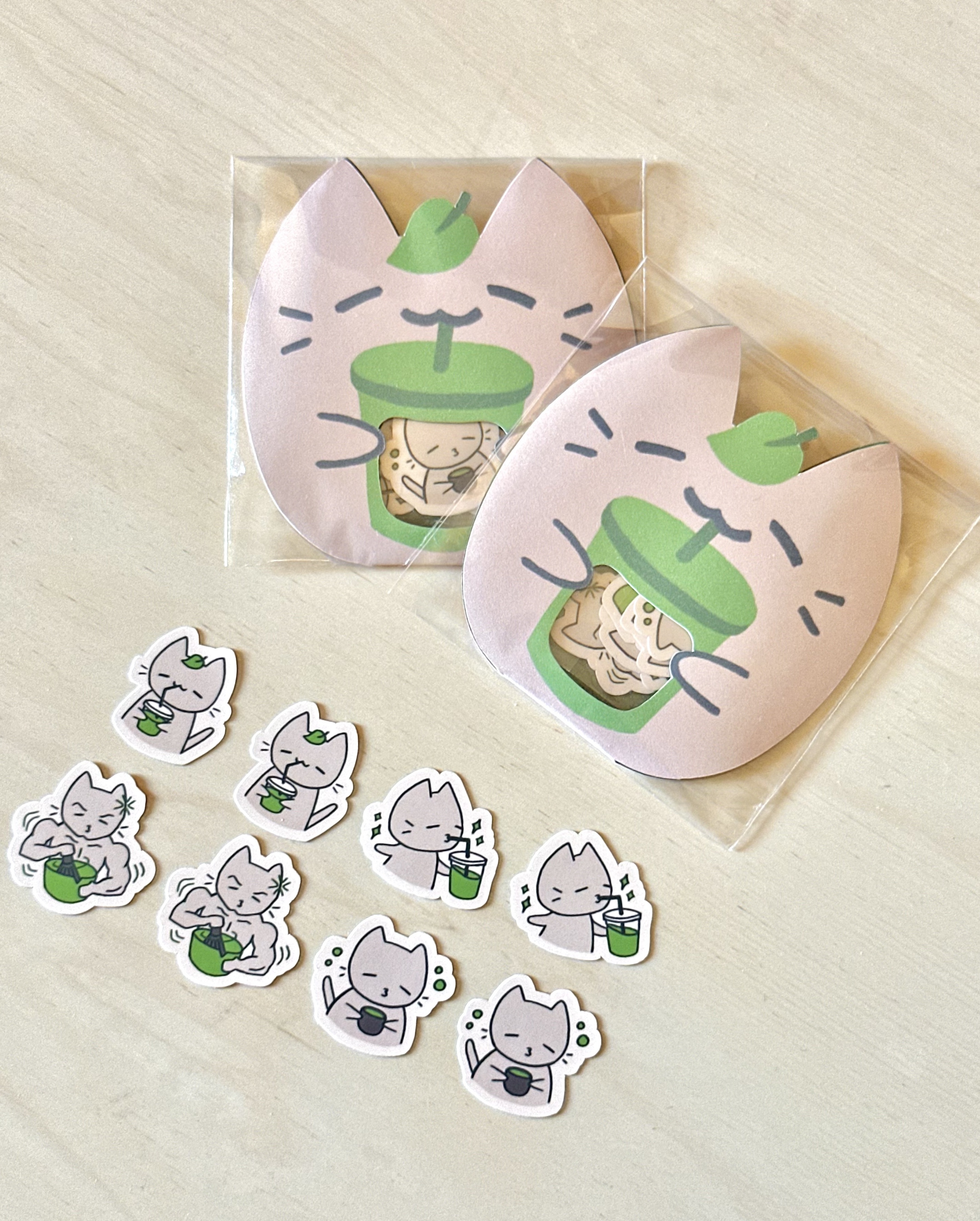 Matcha Cat Sticker Pack Art